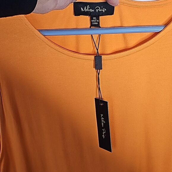 Blouse by Melissa Paige Asymmetrical in back Orange Size XL NWT - Picture 3 of 6